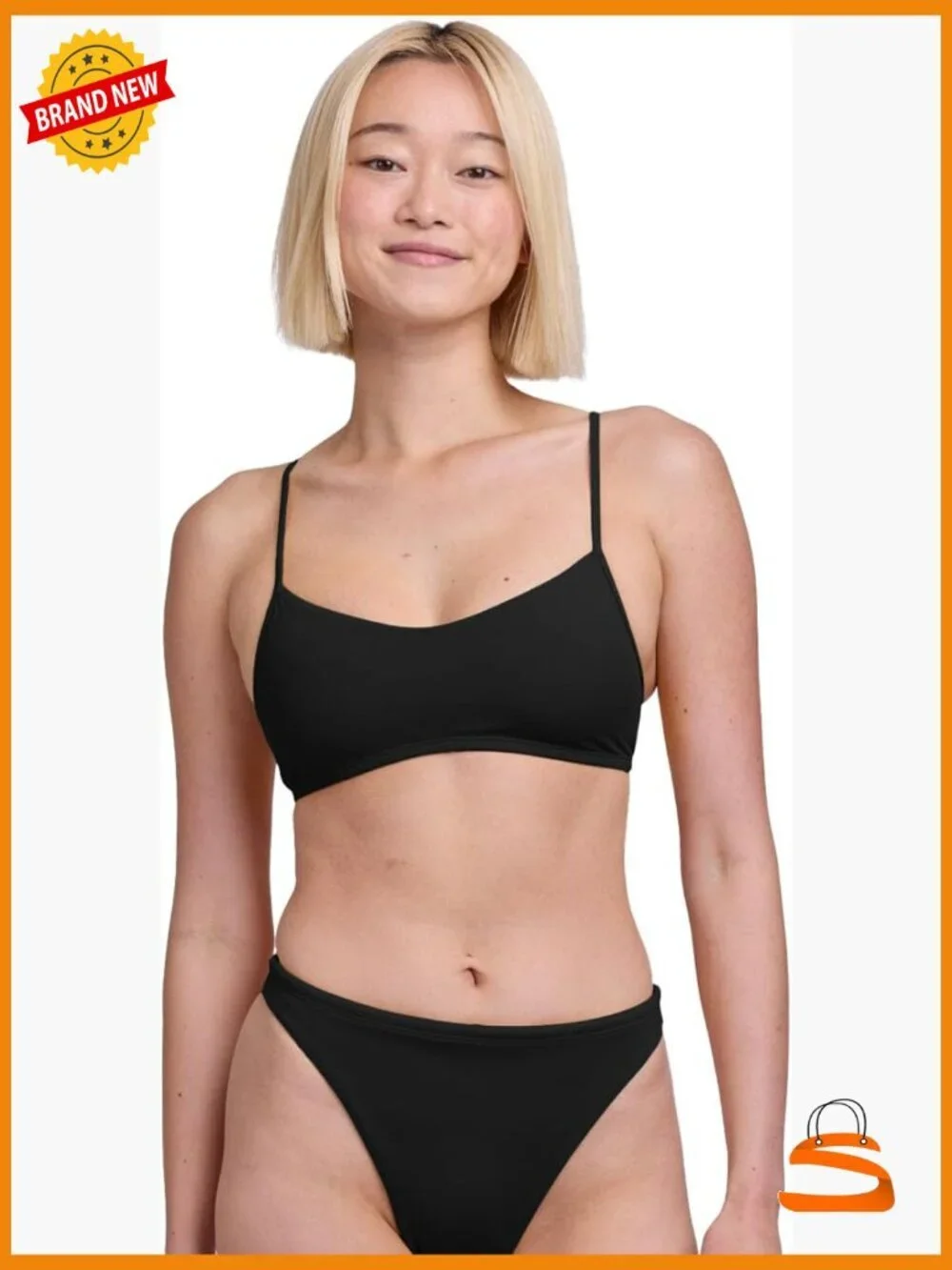 Medium Scoop Neck Bikini Top Adjustable Straps Recycled Nylon Surfing